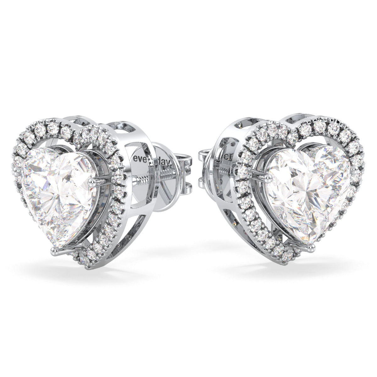 CLEMENCE HALO HEART CUT LAB GROWN DIAMOND SOLITAIRE CLASSIC EAR STUDS, GOLD