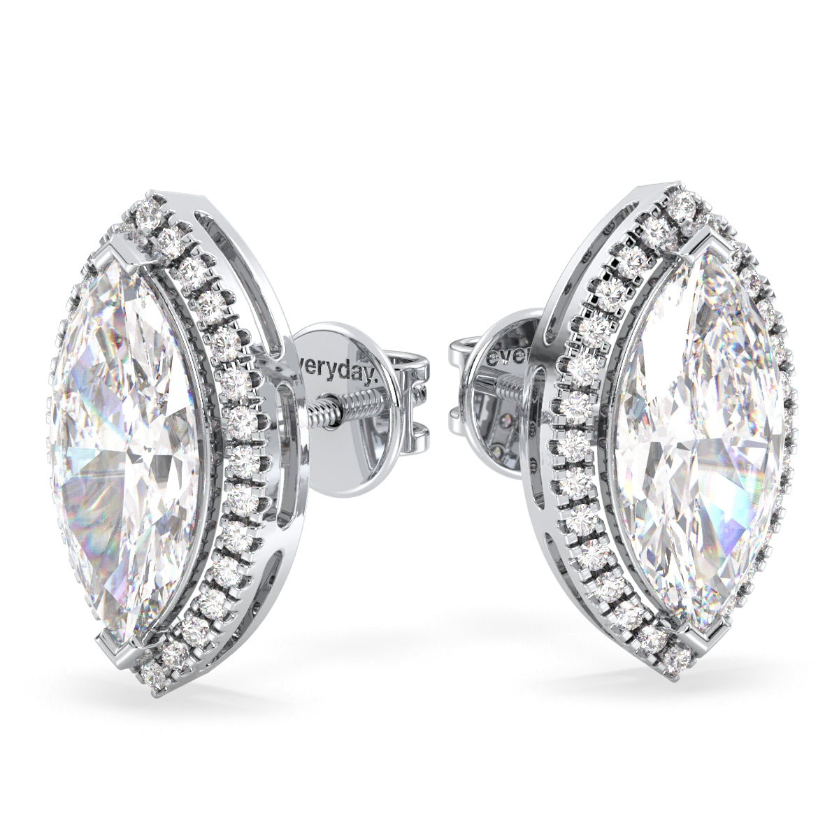 LILETTA HALO MARQUISE CUT LAB GROWN DIAMOND SOLITAIRE EAR STUDS, GOLD