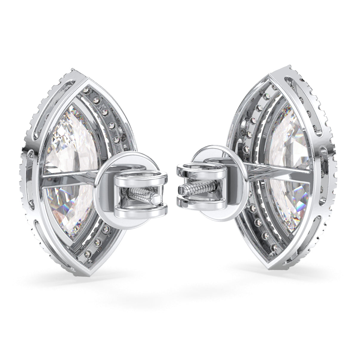 LILETTA HALO MARQUISE CUT LAB GROWN DIAMOND SOLITAIRE EAR STUDS, GOLD