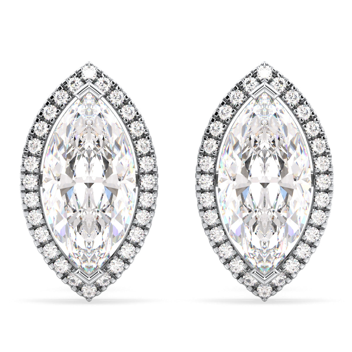 LILETTA HALO MARQUISE CUT LAB GROWN DIAMOND SOLITAIRE EAR STUDS, GOLD