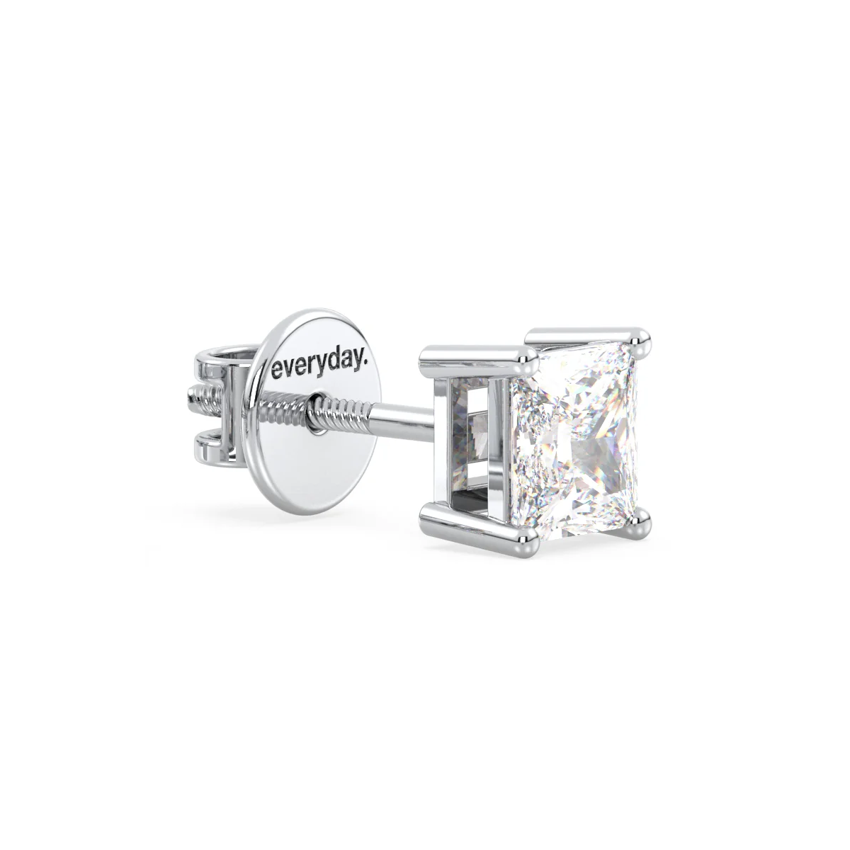 OLIVER PRINCESS CUT LAB GROWN DIAMOND SOLITAIRE SINGLE EAR STUD, GOLD