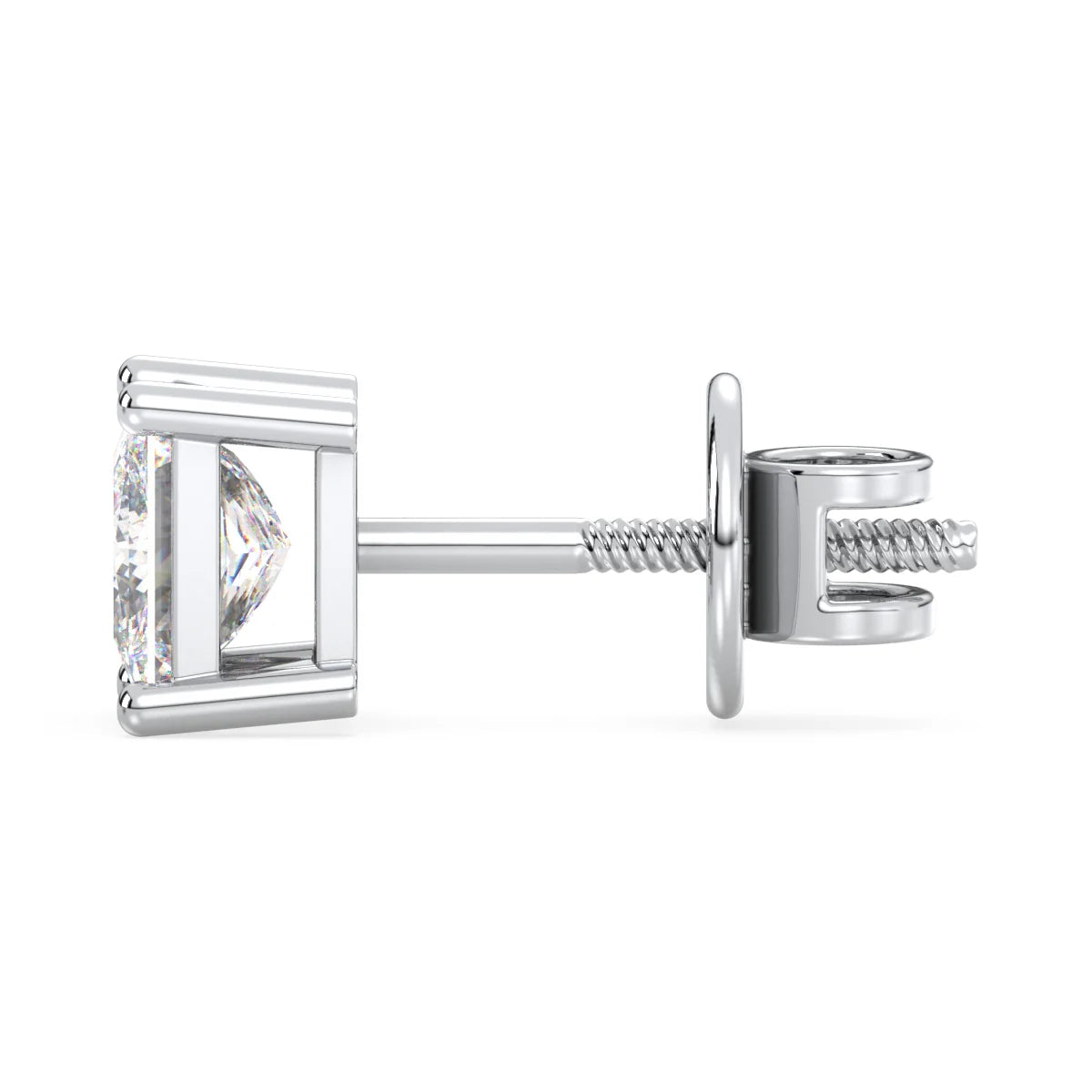 OLIVER PRINCESS CUT LAB GROWN DIAMOND SOLITAIRE SINGLE EAR STUD, GOLD