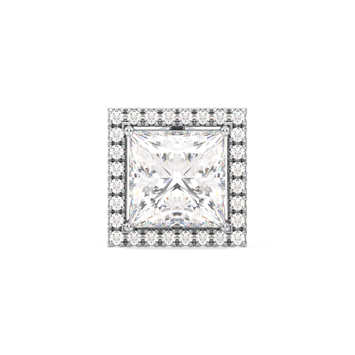 OLIVER HALO PRINCESS CUT LAB GROWN DIAMOND SOLITAIRE SINGLE EAR STUD, GOLD