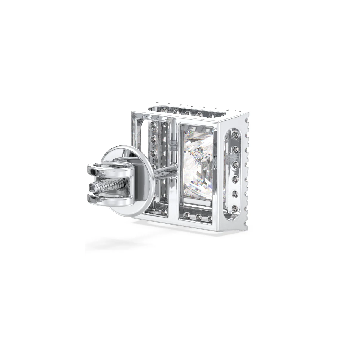 OLIVER HALO PRINCESS CUT LAB GROWN DIAMOND SOLITAIRE SINGLE EAR STUD, GOLD