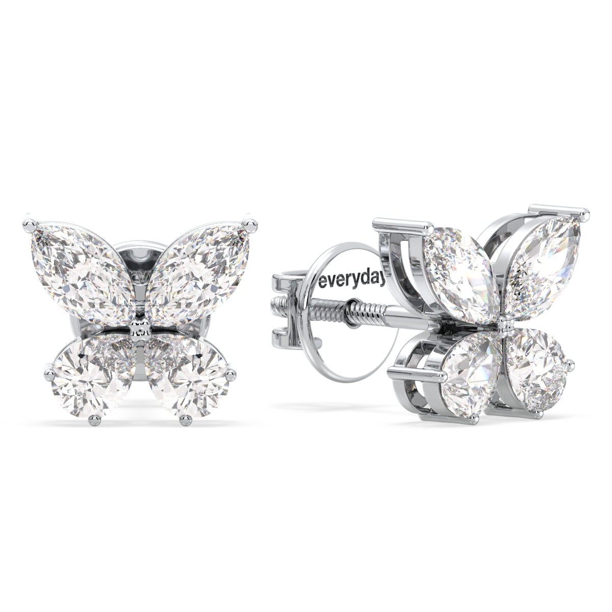 IRENE MARQUISE AND PEAR CUT LAB GROWN DIAMOND CLASSY BUTTERFLY EAR STUDS, GOLD