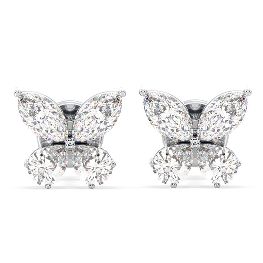 IRENE MARQUISE AND PEAR CUT LAB GROWN DIAMOND CLASSY BUTTERFLY EAR STUDS, GOLD