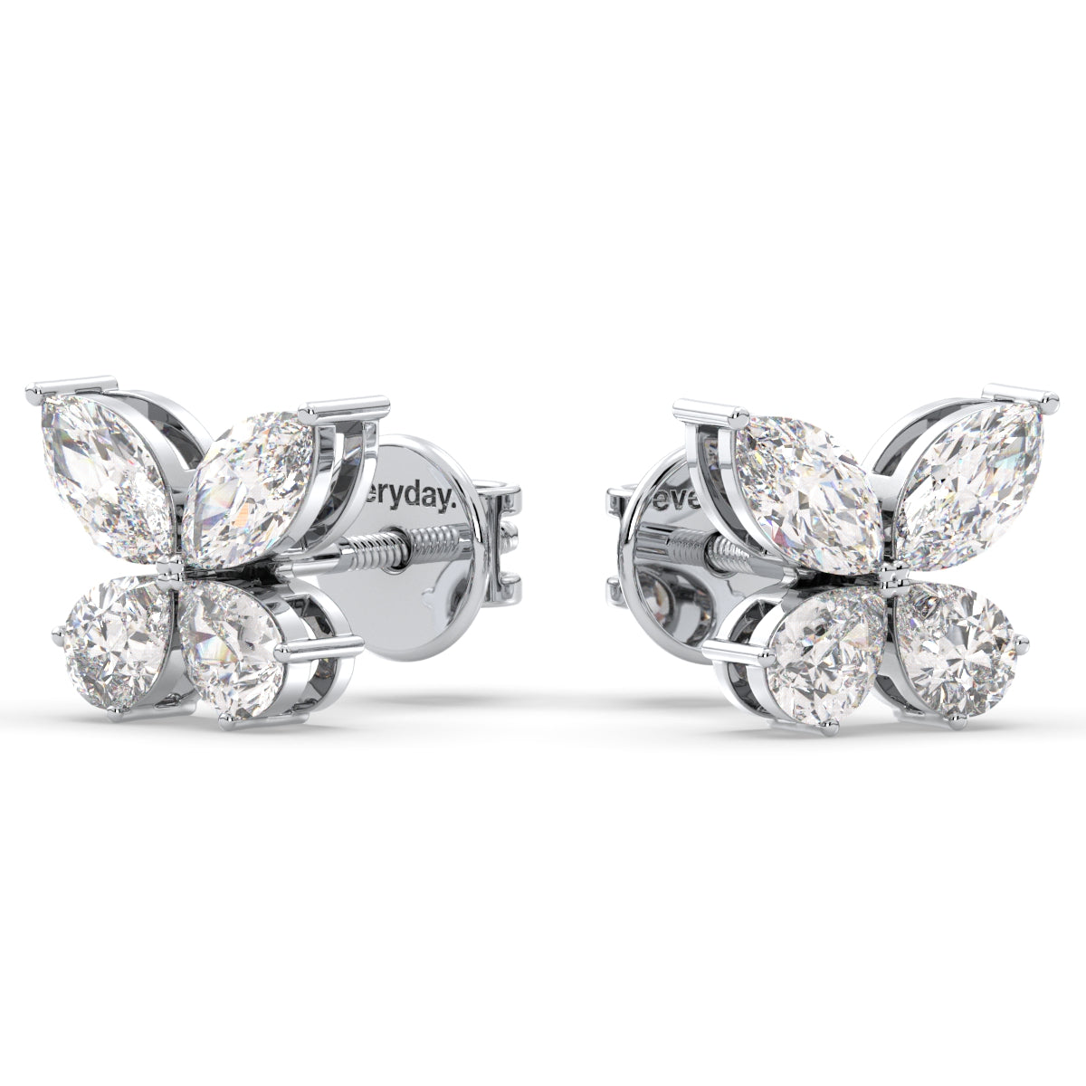 IRENE MARQUISE AND PEAR CUT LAB GROWN DIAMOND CLASSY BUTTERFLY EAR STUDS, GOLD