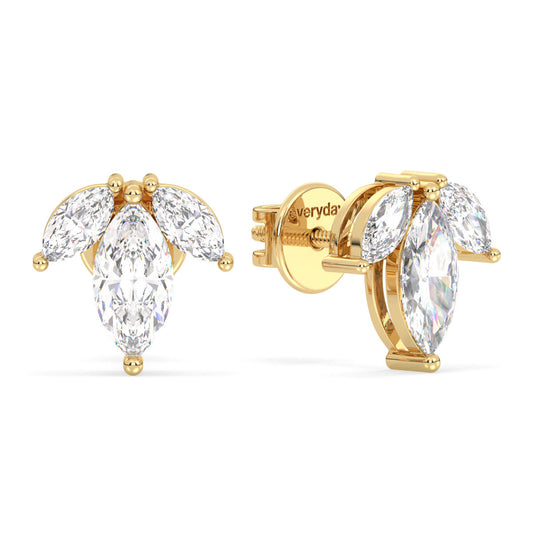 LILETTA MARQUISE CUT LAB GROWN DIAMOND EAR STUDS, GOLD