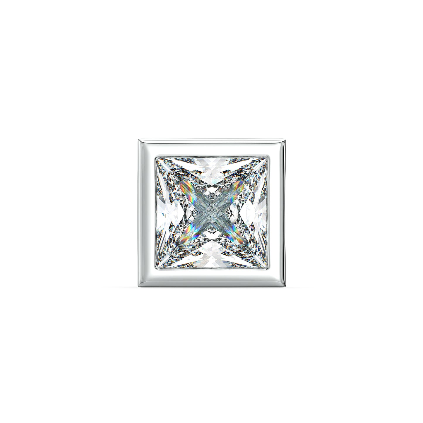 OLIVER BEZEL SET PRINCESS CUT LAB GROWN DIAMOND SOLITAIRE MEN'S EAR STUD, GOLD