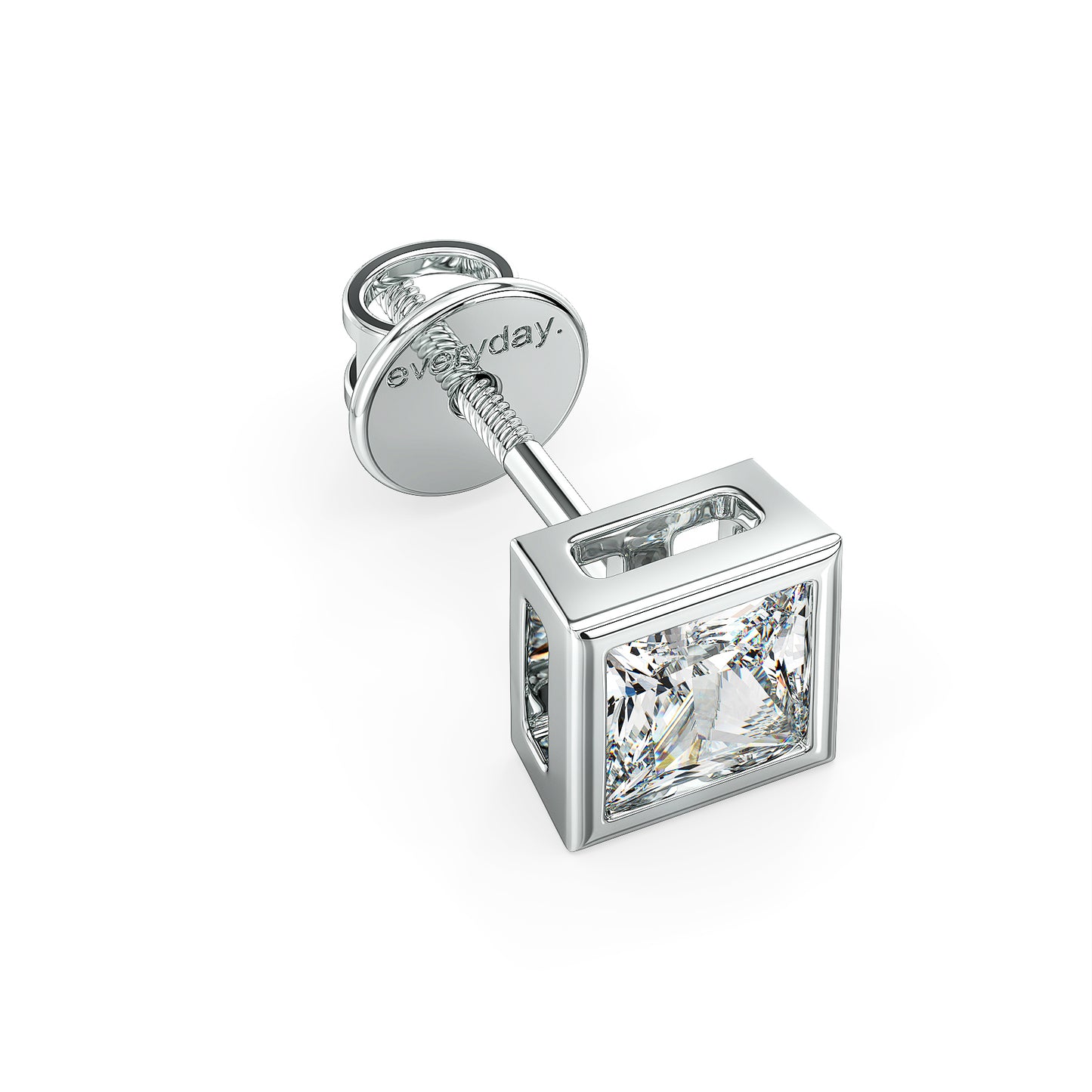 OLIVER BEZEL SET PRINCESS CUT LAB GROWN DIAMOND SOLITAIRE MEN'S EAR STUD, GOLD