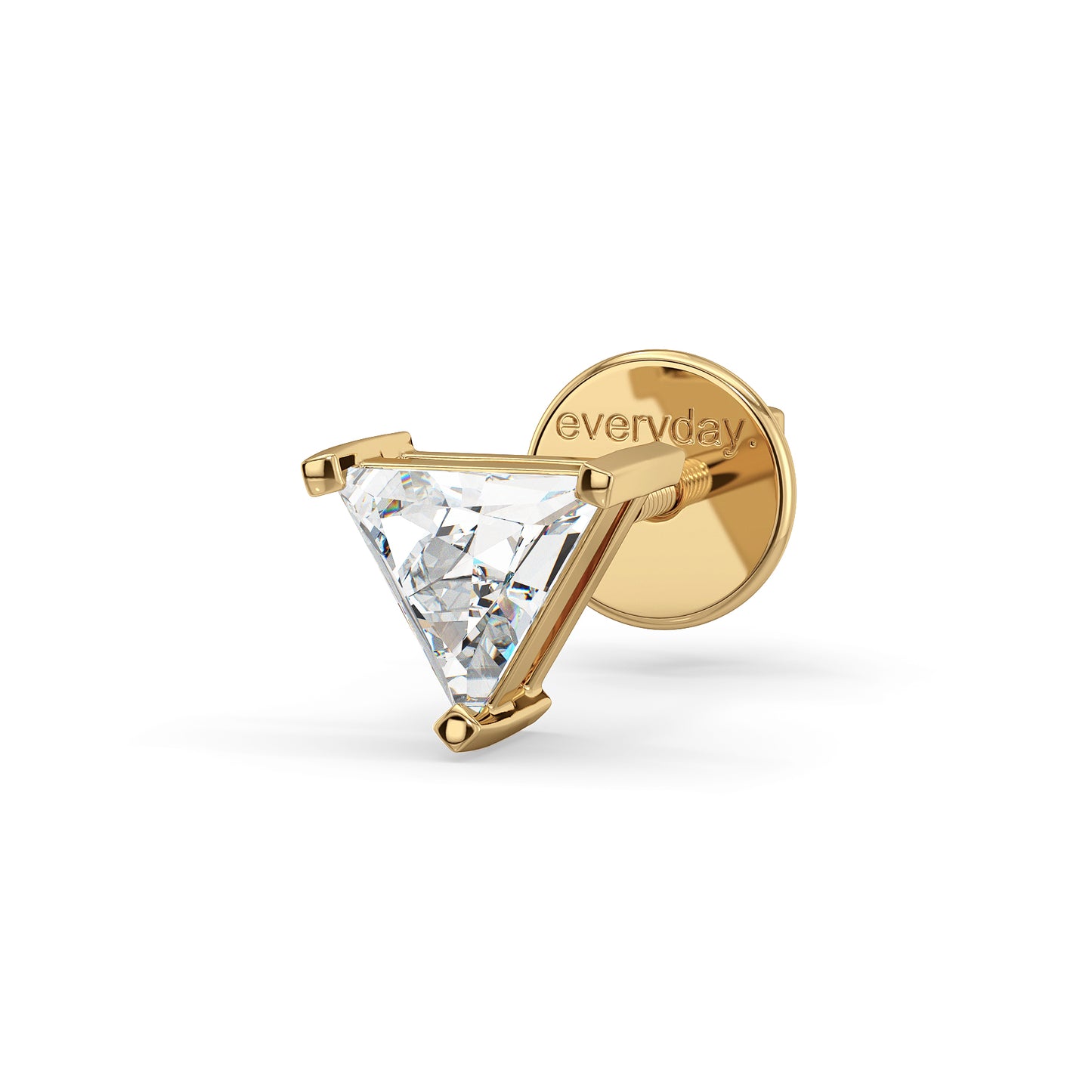 DAVID TRIANGLE CUT LAB GROWN DIAMOND SOLITAIRE MEN'S EAR STUD, GOLD