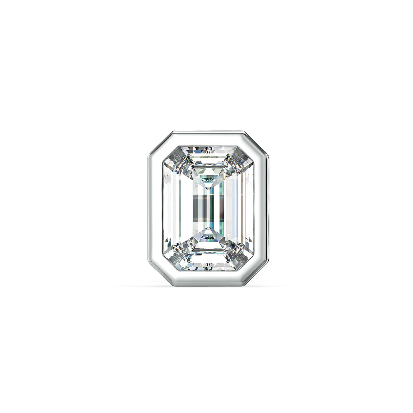 AMBROSE BEZEL SET EMERALD CUT LAB GROWN DIAMOND SOLITAIRE MEN'S EAR STUD, GOLD