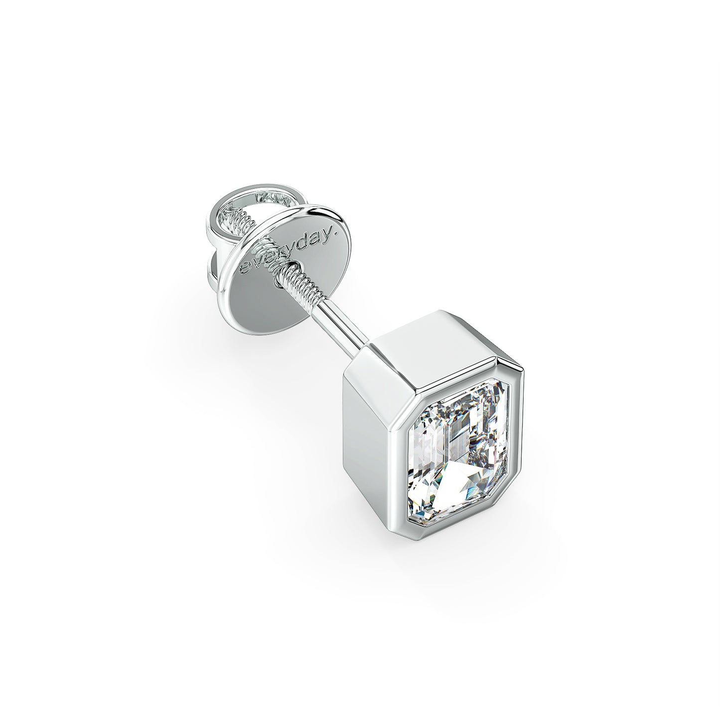 AMBROSE BEZEL SET EMERALD CUT LAB GROWN DIAMOND SOLITAIRE MEN'S EAR STUD, GOLD