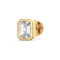 AMBROSE BEZEL SET EMERALD CUT LAB GROWN DIAMOND SOLITAIRE MEN'S EAR STUD, GOLD