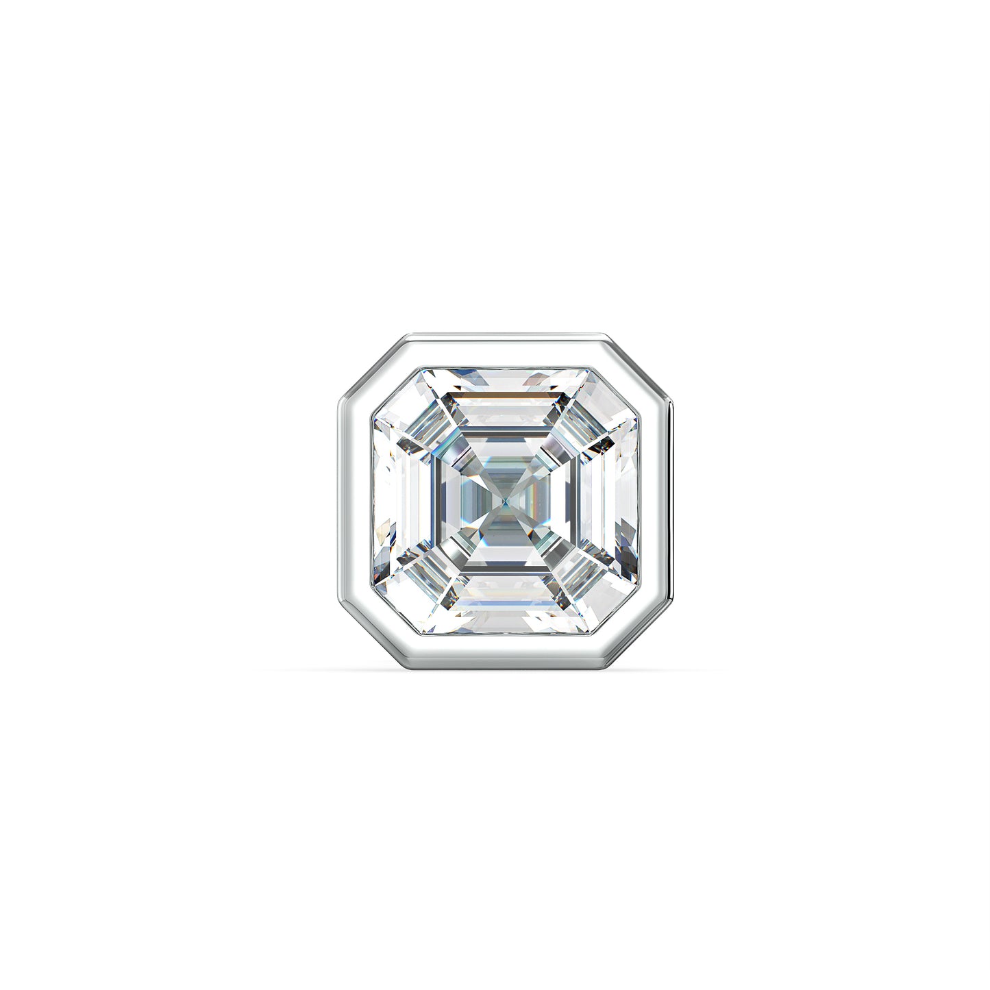 FRANCIS BEZEL SET ASSCHER CUT LAB GROWN DIAMOND SOLITAIRE MEN'S EAR STUD, GOLD