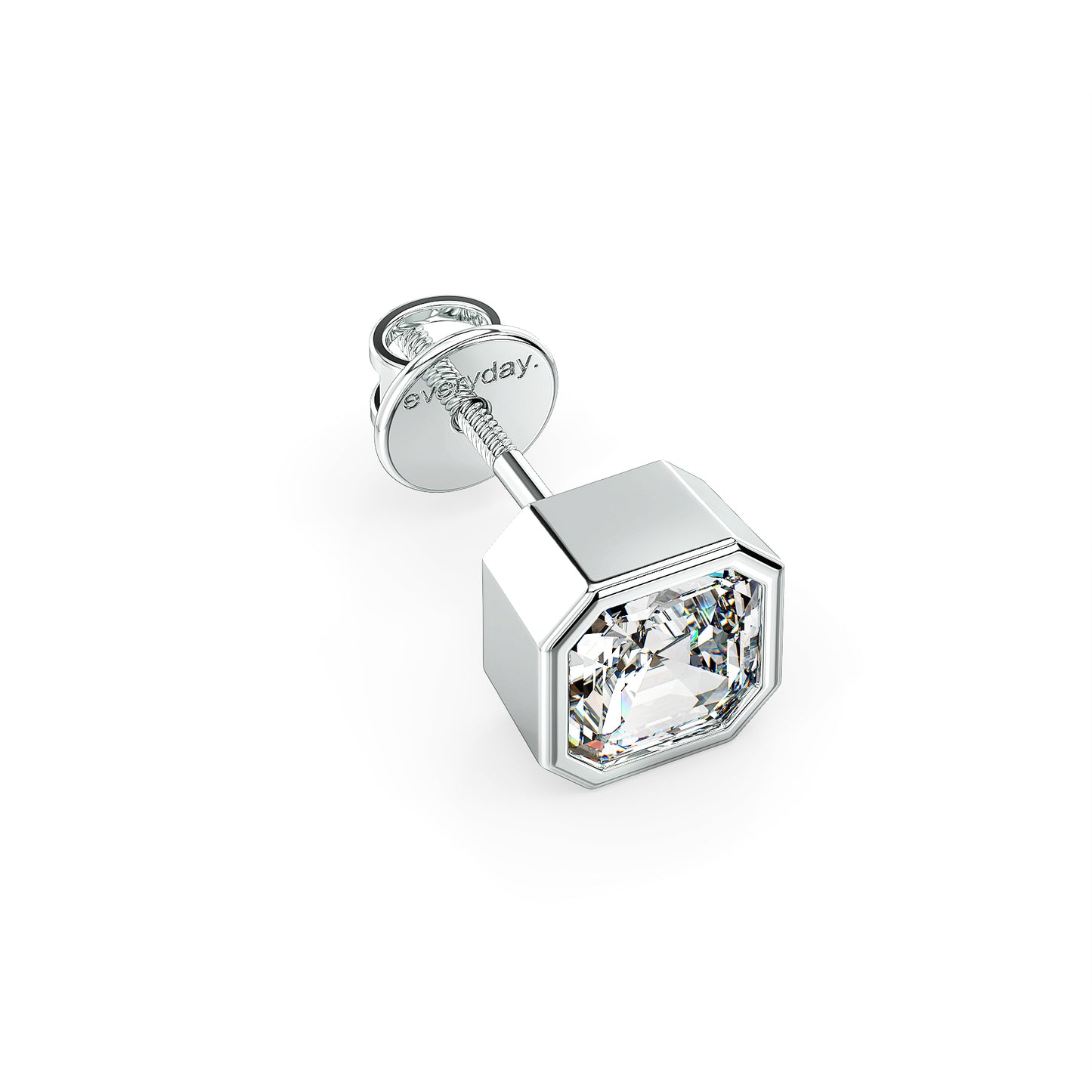 FRANCIS BEZEL SET ASSCHER CUT LAB GROWN DIAMOND SOLITAIRE MEN'S EAR STUD, GOLD