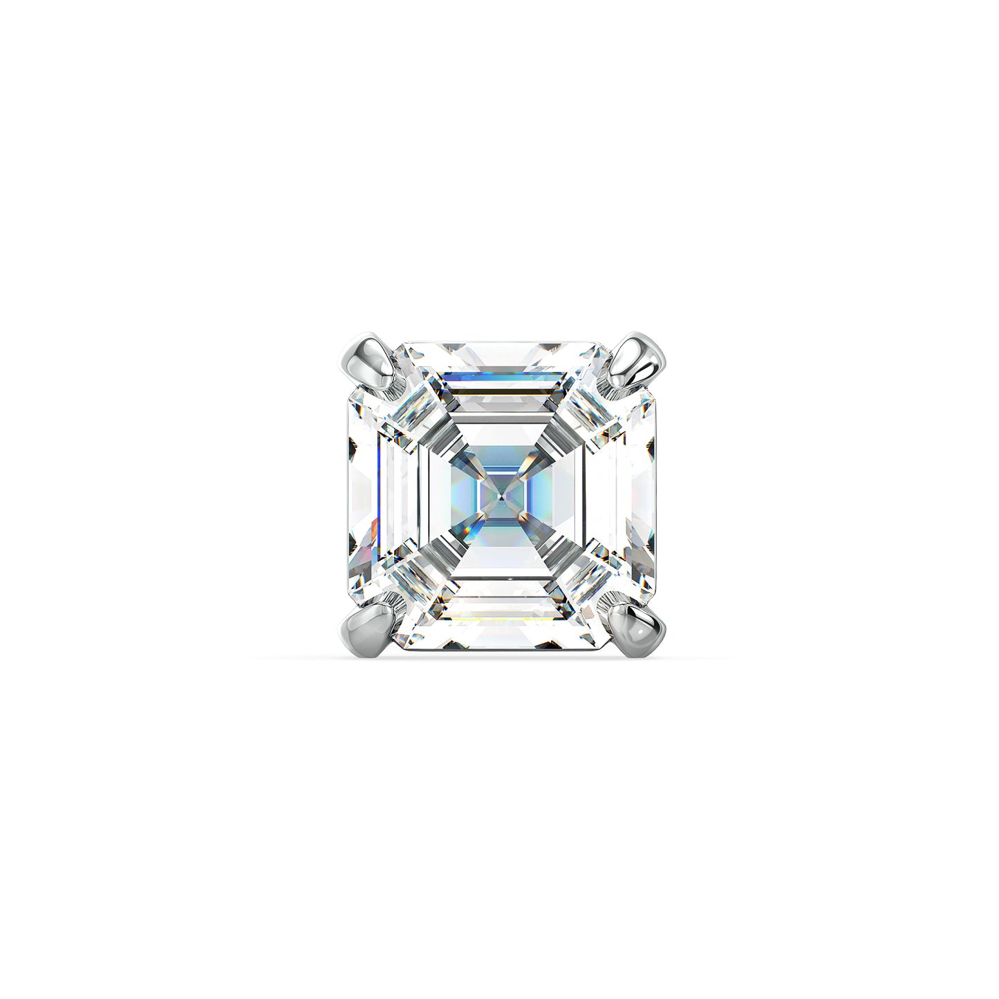 FRANCIS ASSCHER CUT LAB GROWN DIAMOND SOLITAIRE MEN'S EAR STUD, GOLD