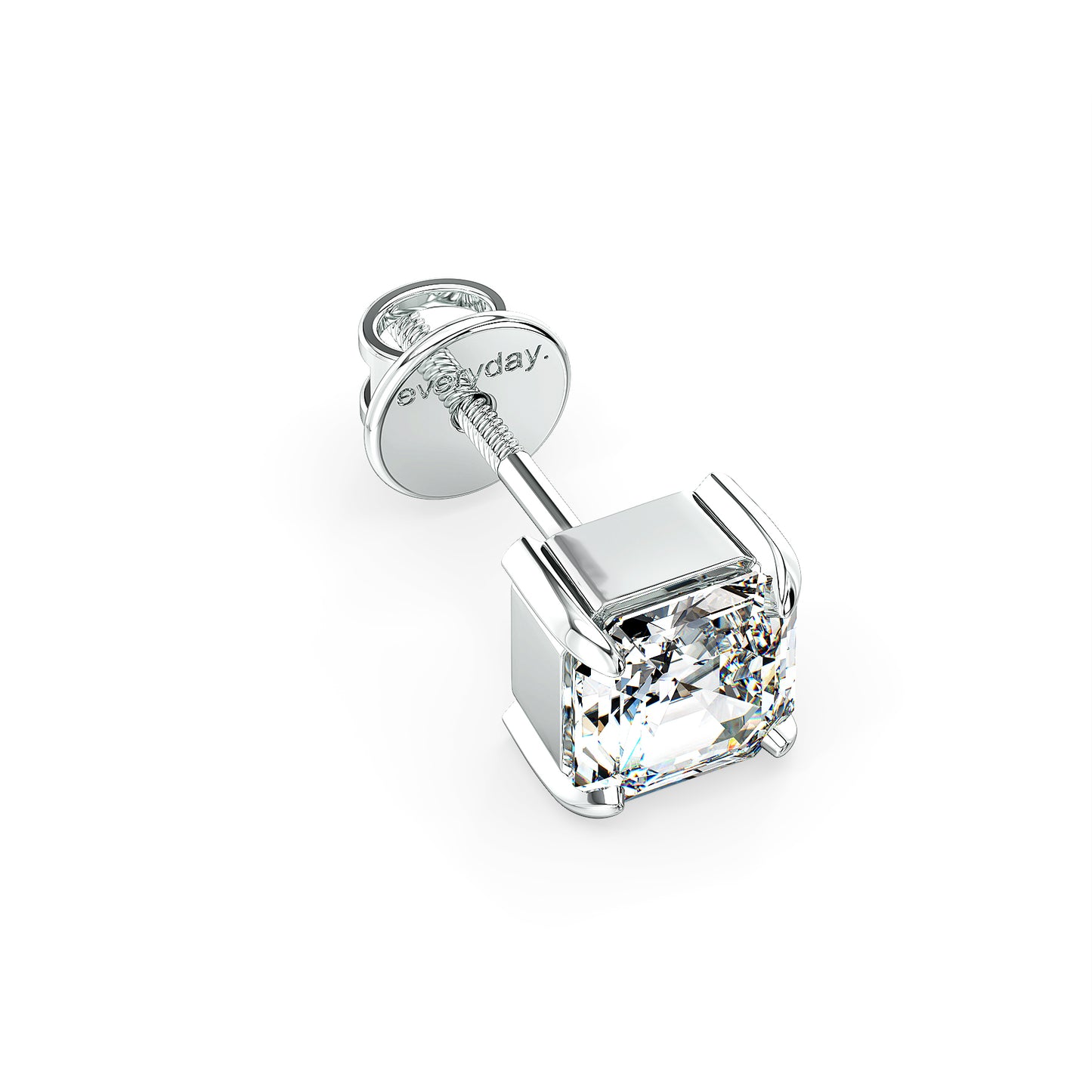 FRANCIS ASSCHER CUT LAB GROWN DIAMOND SOLITAIRE MEN'S EAR STUD, GOLD