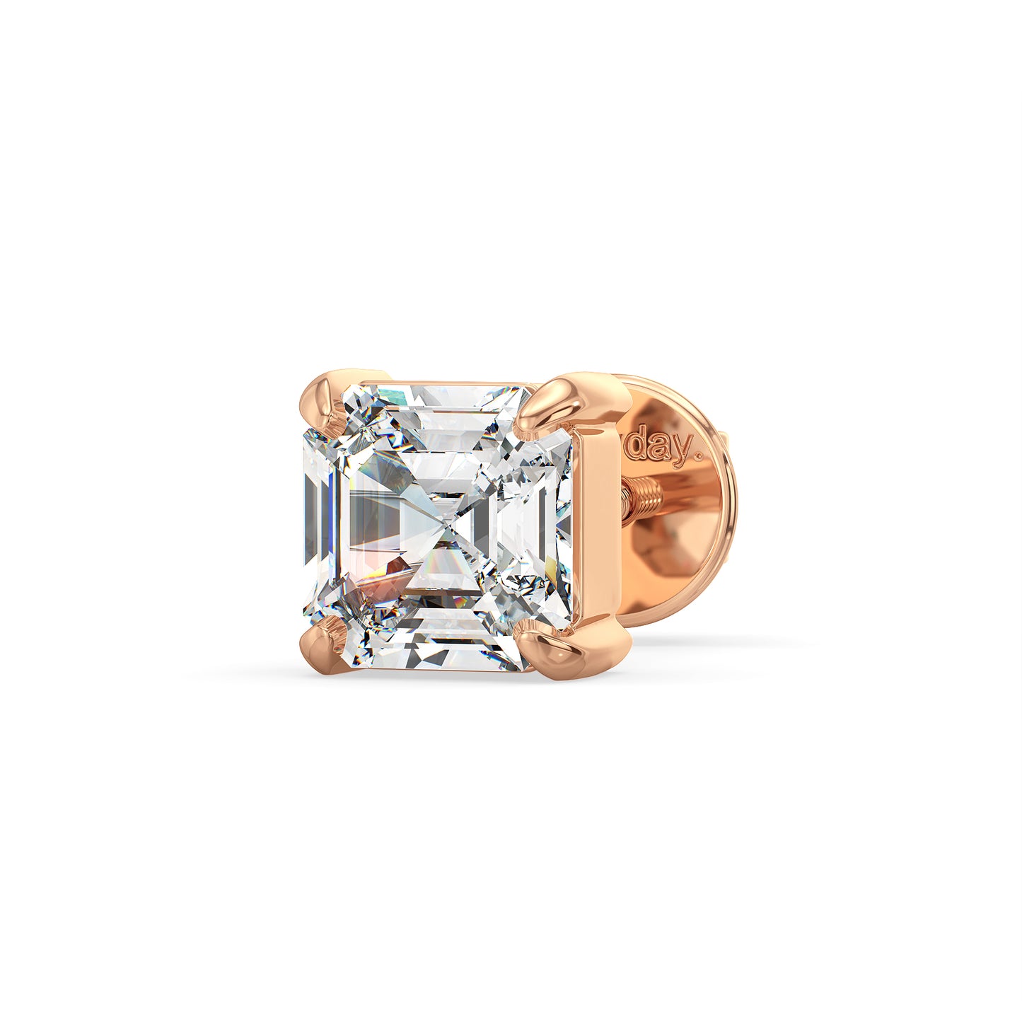 FRANCIS ASSCHER CUT LAB GROWN DIAMOND SOLITAIRE MEN'S EAR STUD, GOLD