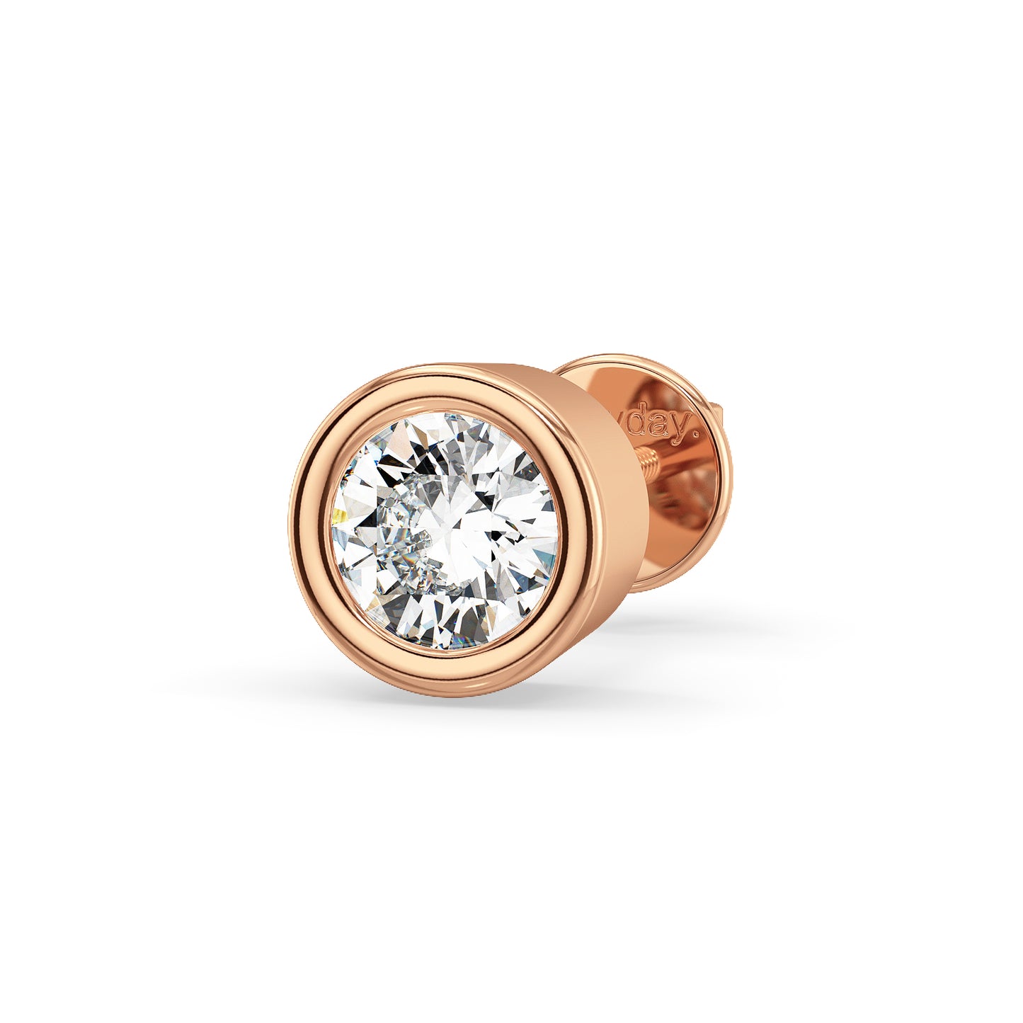 ARTHUR BEZEL SET ROUND CUT LAB GROWN DIAMOND SOLITAIRE MEN'S EAR STUD, GOLD