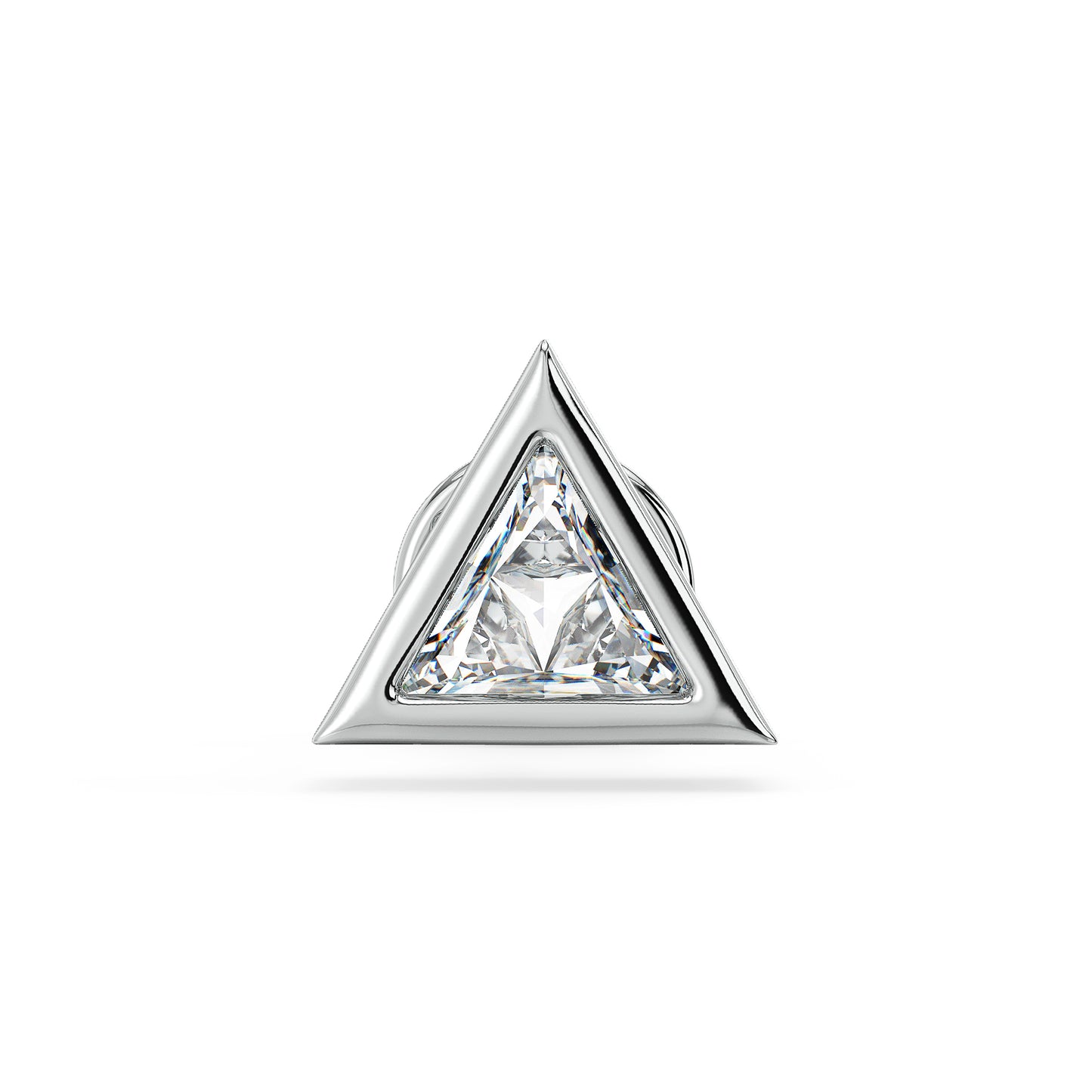 DAVID BEZEL SET TRIANGLE CUT LAB GROWN DIAMOND SOLITAIRE MEN'S EAR STUD, GOLD