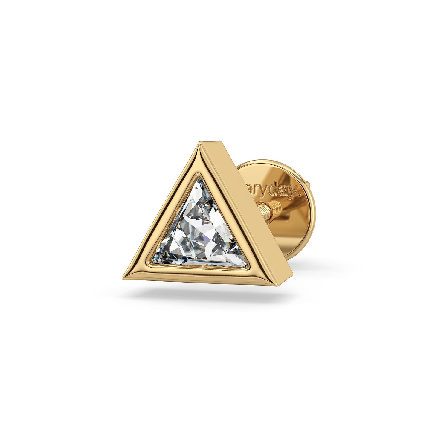 DAVID BEZEL SET TRIANGLE CUT LAB GROWN DIAMOND SOLITAIRE MEN'S EAR STUD, GOLD