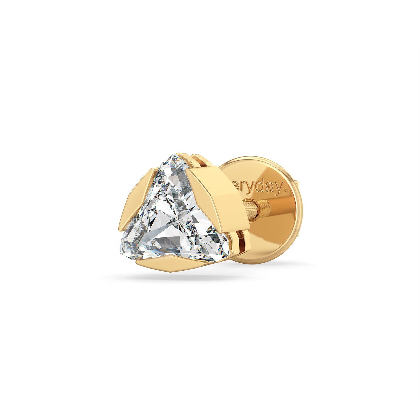 DAVID TRILLION CUT LAB GROWN DIAMOND SOLITAIRE MEN'S EAR STUD, GOLD