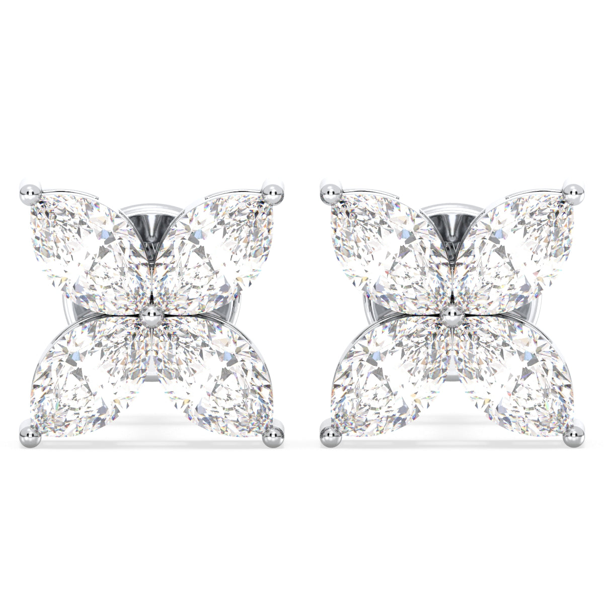 LILETTA LAB GROWN DIAMOND MARQUISE CUT FOUR LEAF ELEGANT STUDS, GOLD