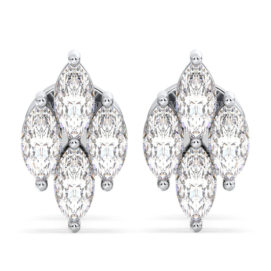 LILETTA MARQUISE CUT LAB GROWN DIAMOND CLUSTER EAR STUDS, GOLD