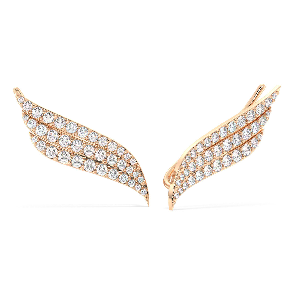 HEATHER CURVED ROUND CUT LAB GROWN DIAMOND STUDDED CLASSY TRENDY EAR CUFFS, GOLD