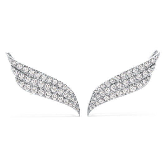 HEATHER CURVED ROUND CUT LAB GROWN DIAMOND STUDDED CLASSY TRENDY EAR CUFFS, GOLD