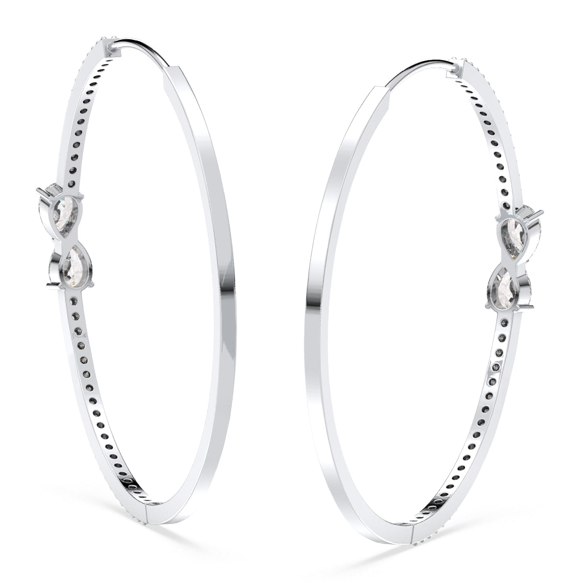 MARGUERITE PEAR CUT LAB GROWN DIAMONDS IN STUDDED ELEGANT HOOPS, GOLD