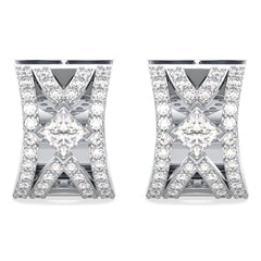 AZALEA PRINCESS CUT LAB GROWN DIAMOND IN ELEGANT STUDDED HOOPS, GOLD