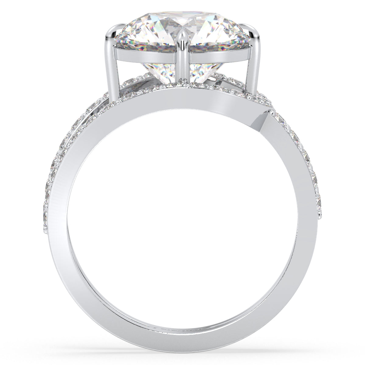 SOPHIA CURVED ROUND CUT LAB GROWN DIAMOND SOLITAIRE ENGAGEMENT RING WITH A STUDDED SHANK, GOLD