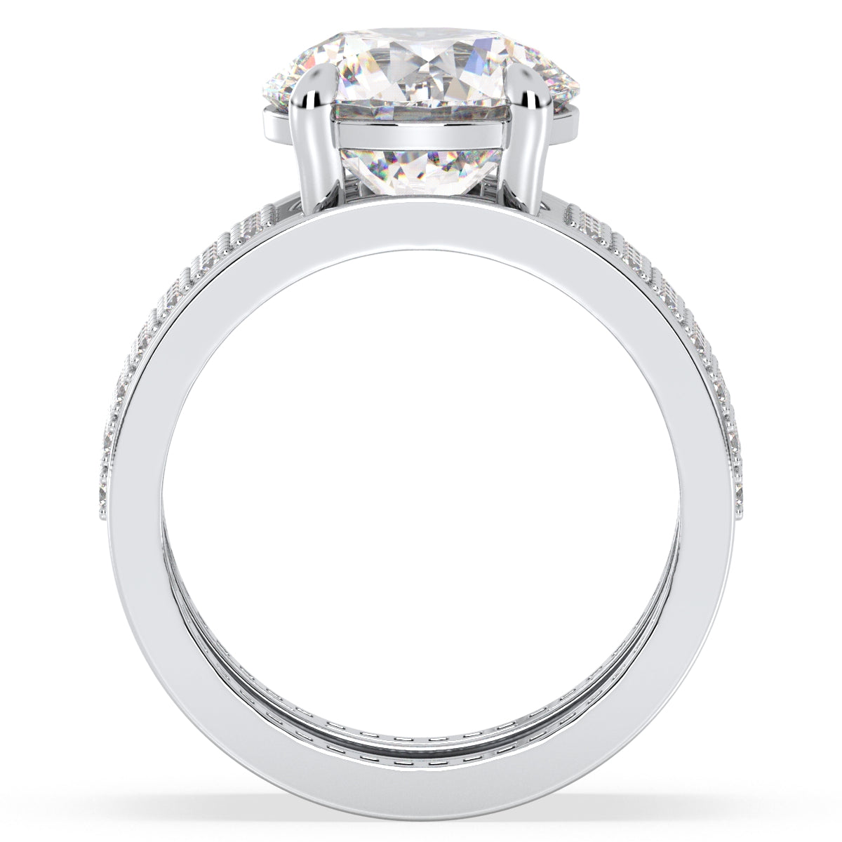 SOPHIA ROUND CUT LAB GROWN DIAMOND SOLITAIRE BULKY COCKTAIL ENGAGEMENT RING WITH SIDE STONES, GOLD