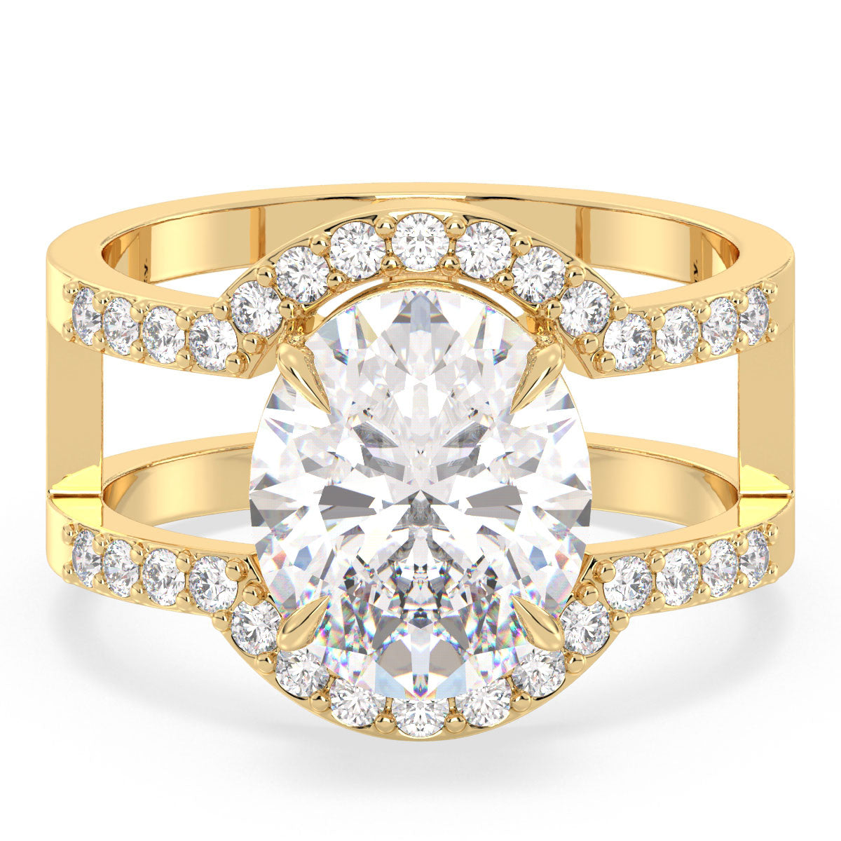 IRENE OVAL CUT LAB GROWN DIAMOND SOLITAIRE COCKTAIL ENGAGEMENT RING, GOLD