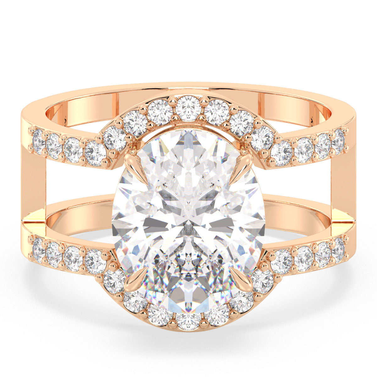 IRENE OVAL CUT LAB GROWN DIAMOND SOLITAIRE COCKTAIL ENGAGEMENT RING, GOLD