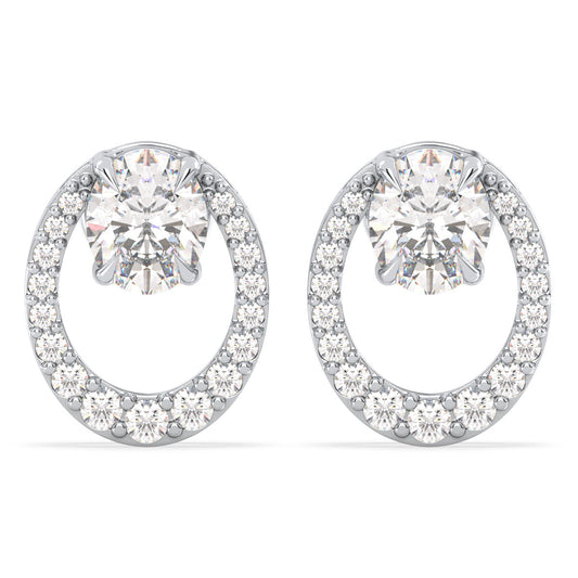 IRENE OVAL CUT CIRCULAR LAB GROWN DIAMOND STUDDED EAR STUDS, GOLD