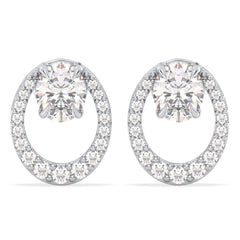 IRENE OVAL CUT CIRCULAR LAB GROWN DIAMOND STUDDED EAR STUDS, GOLD