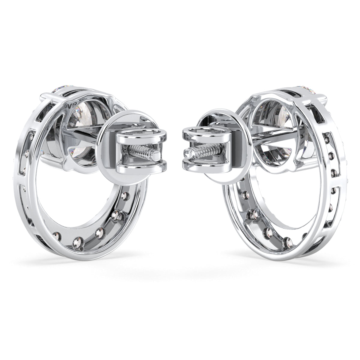 IRENE OVAL CUT CIRCULAR LAB GROWN DIAMOND STUDDED EAR STUDS, GOLD