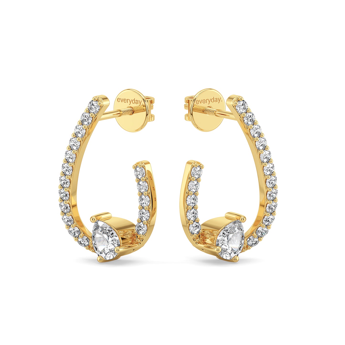 MARGUERITE TRENDING FRONT AND BACK PEAR CUT LAB GROWN DIAMOND EAR STUDS, GOLD