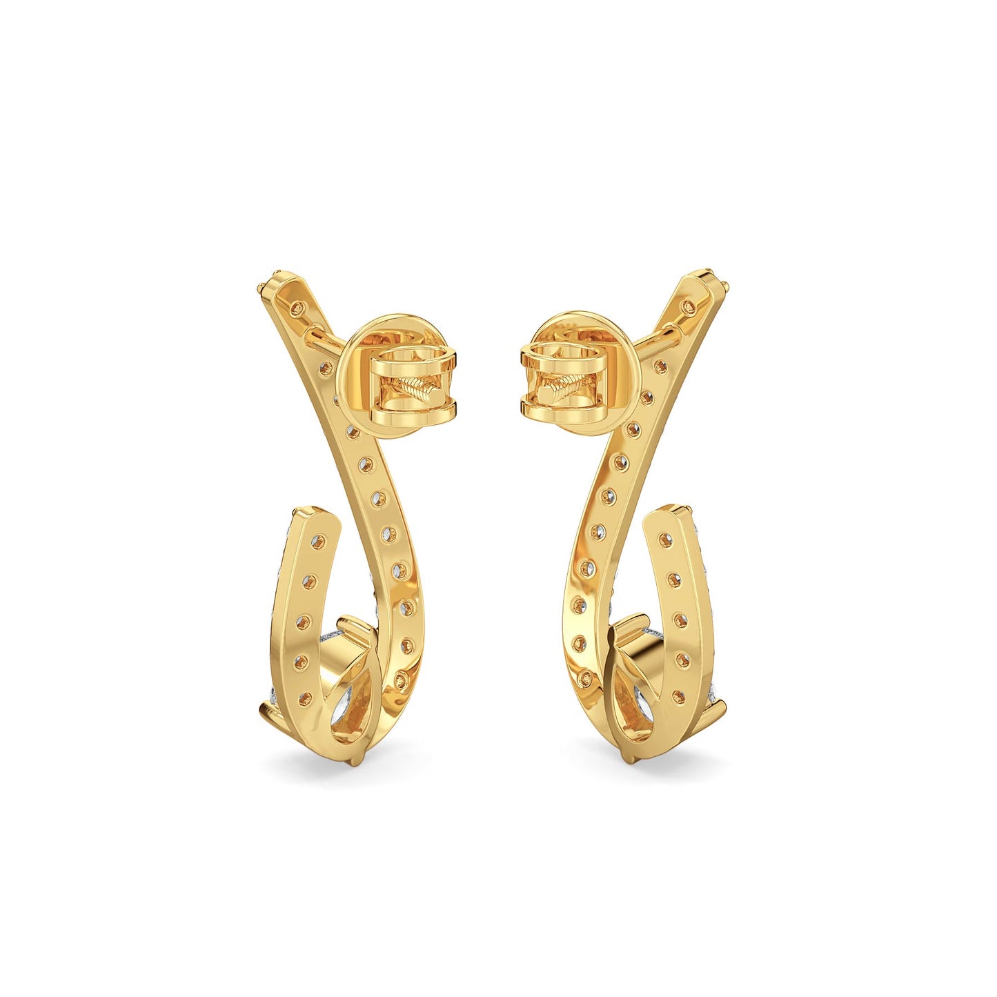 MARGUERITE TRENDING FRONT AND BACK PEAR CUT LAB GROWN DIAMOND EAR STUDS, GOLD