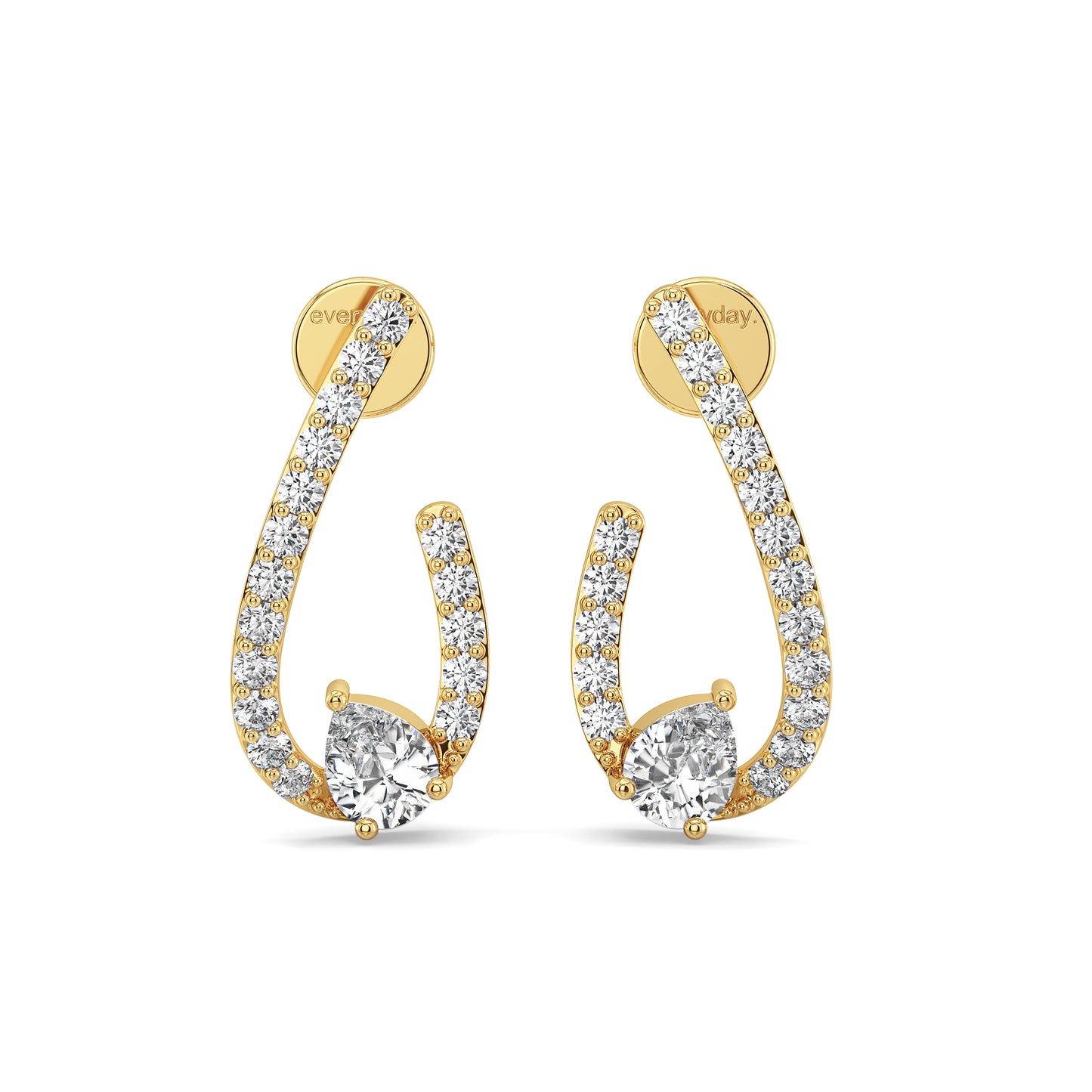 MARGUERITE TRENDING FRONT AND BACK PEAR CUT LAB GROWN DIAMOND EAR STUDS, GOLD