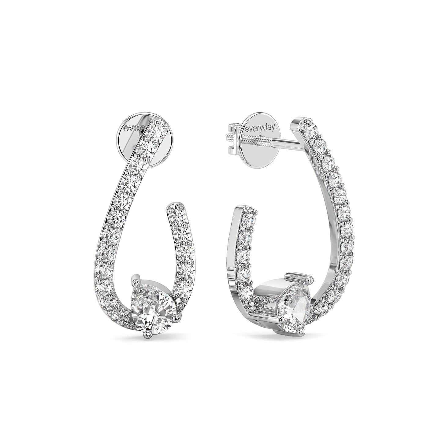 MARGUERITE TRENDING FRONT AND BACK PEAR CUT LAB GROWN DIAMOND EAR STUDS, GOLD