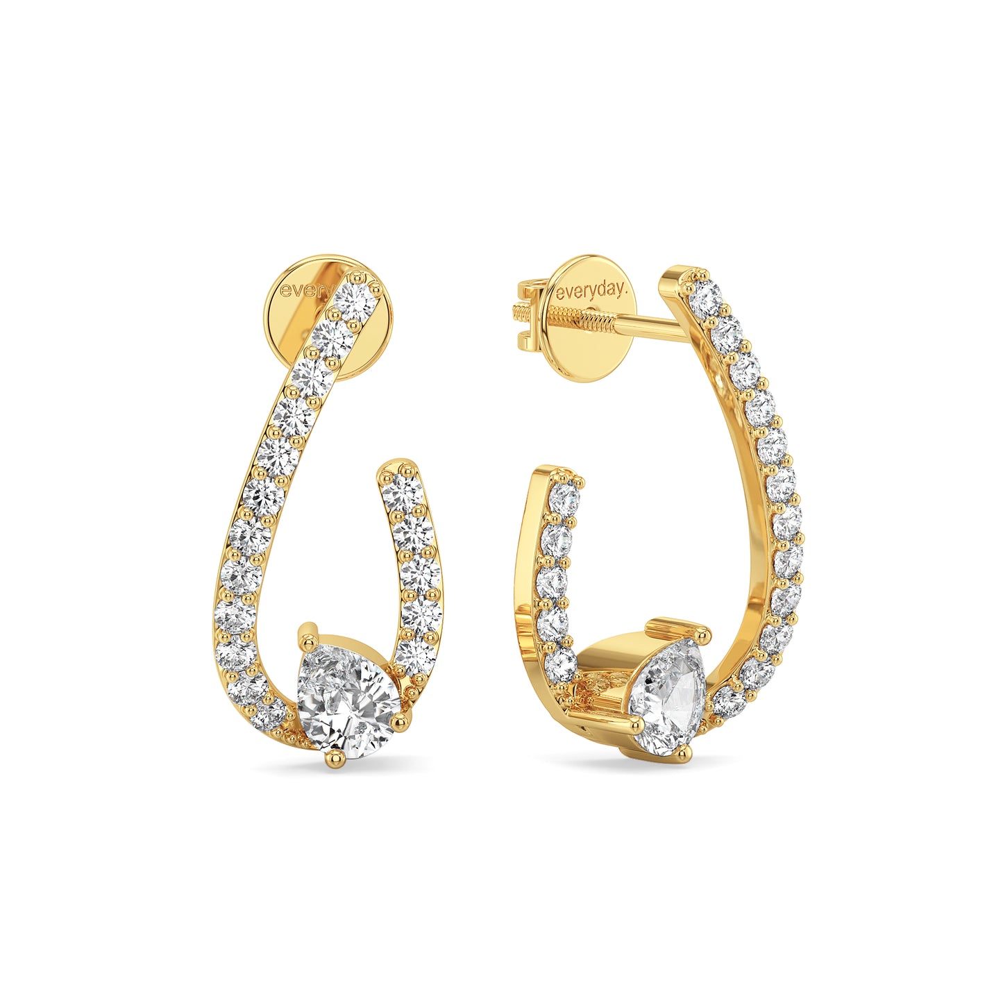 MARGUERITE TRENDING FRONT AND BACK PEAR CUT LAB GROWN DIAMOND EAR STUDS, GOLD