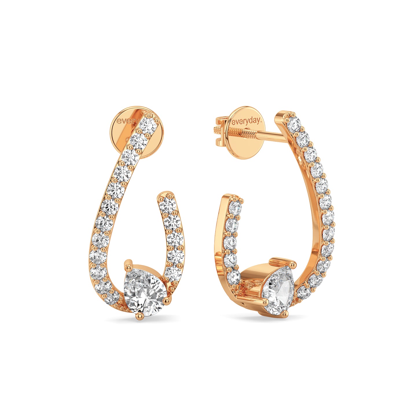 MARGUERITE TRENDING FRONT AND BACK PEAR CUT LAB GROWN DIAMOND EAR STUDS, GOLD