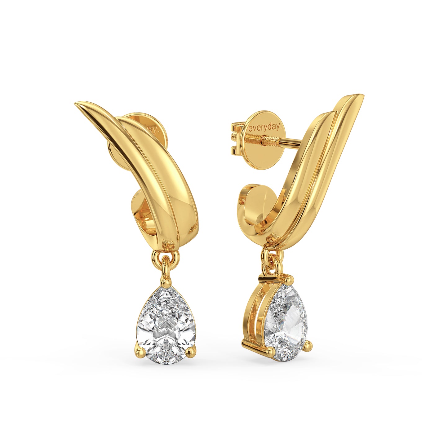 MARGUERITE PEAR CUT LAB GROWN DIAMOND SASSY DROP EARRINGS, GOLD