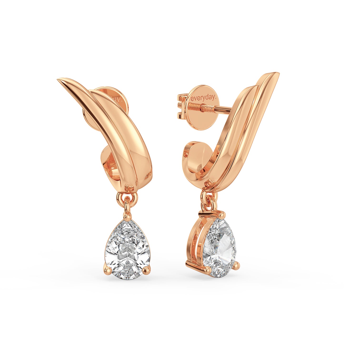 MARGUERITE PEAR CUT LAB GROWN DIAMOND SASSY DROP EARRINGS, GOLD