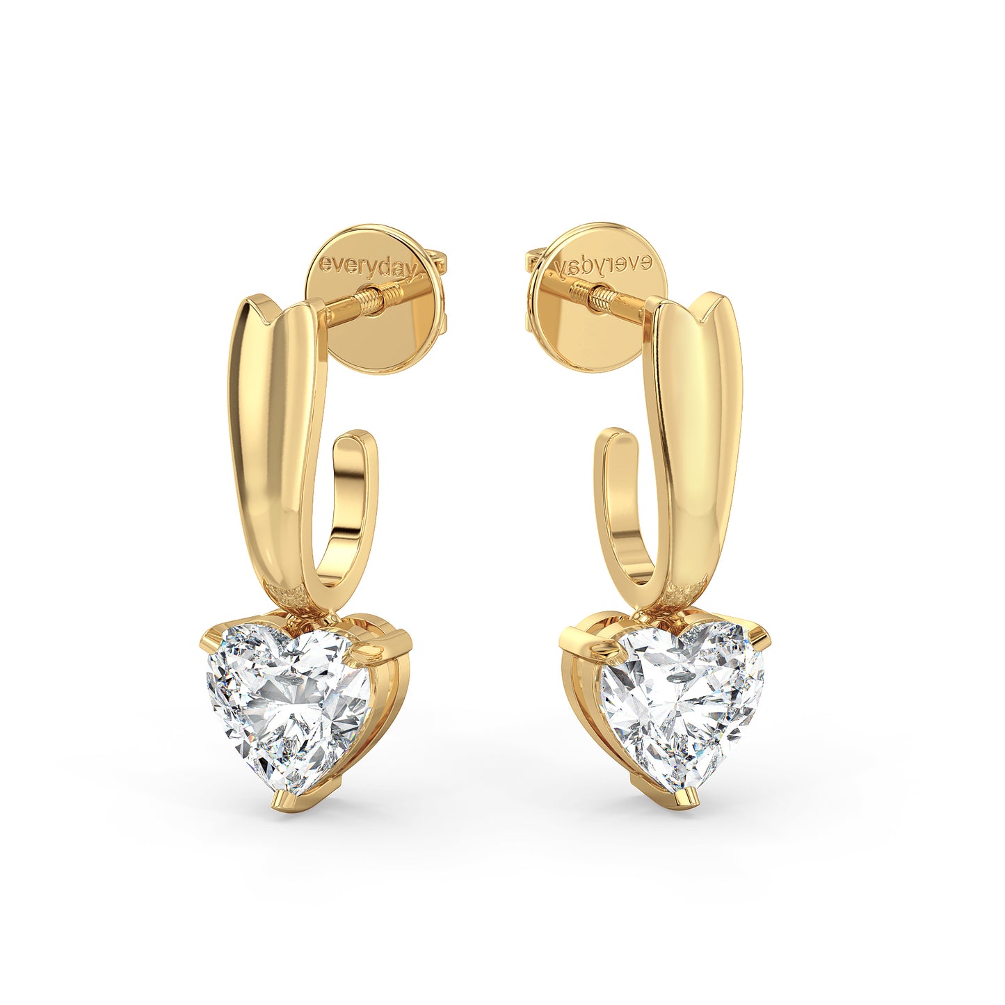 CLEMENCE OPULENT HEART CUT LAB GROWN DIAMOND SOLITAIRE DROP EARRINGS, GOLD