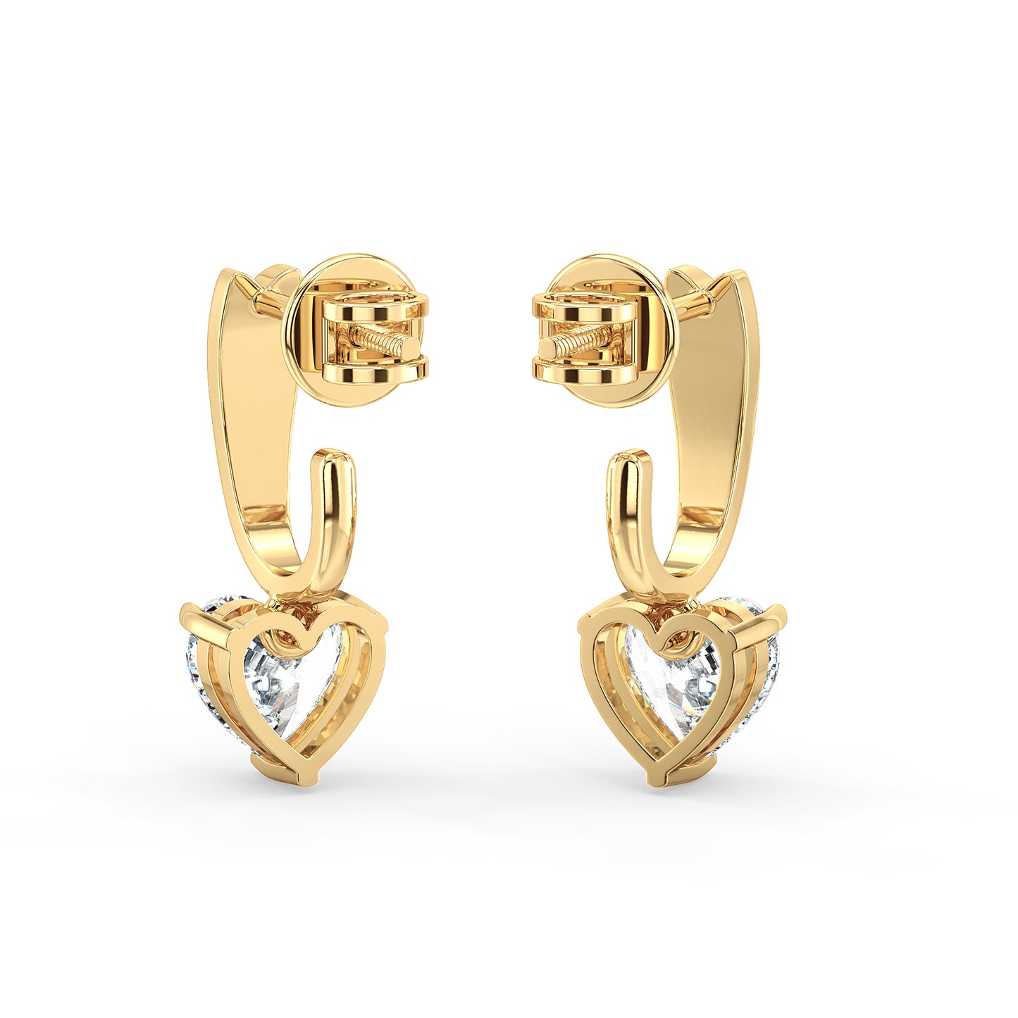 CLEMENCE OPULENT HEART CUT LAB GROWN DIAMOND SOLITAIRE DROP EARRINGS, GOLD